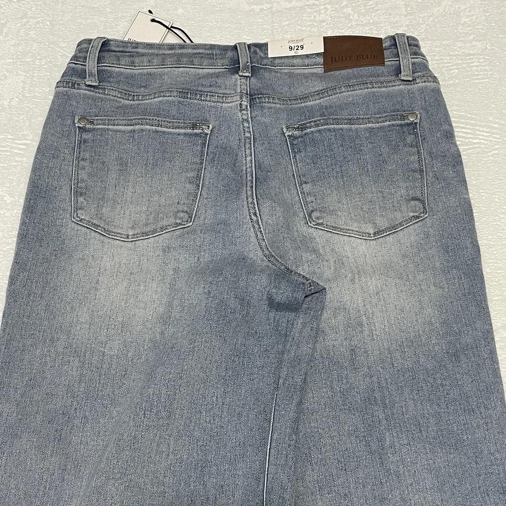 Judy Blue Flare Jeans Womens 9/29 Mid‎ Rise Boho Wide Leg Unhemmed Raw Edge